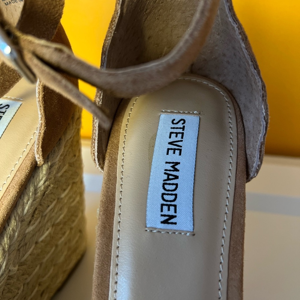 Steve Madden Womens Tan Suede Susana Ankle Straps Wedge Sandals Espadrilles 10M - Picture 6 of 17